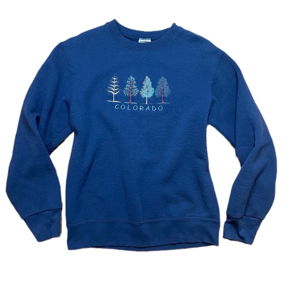 Fruit of the Loom Sweaters - Vintage Women’s Small Colorado Navy Crewneck Sweater Long Sleeves